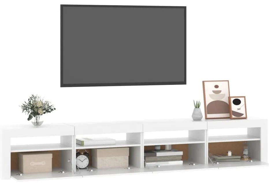 Móvel de TV com luzes LED 240x35x40 cm branco