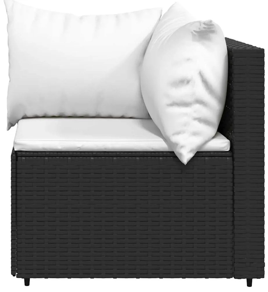 4 pcs conjunto lounge de jardim c/ almofadões vime PE preto