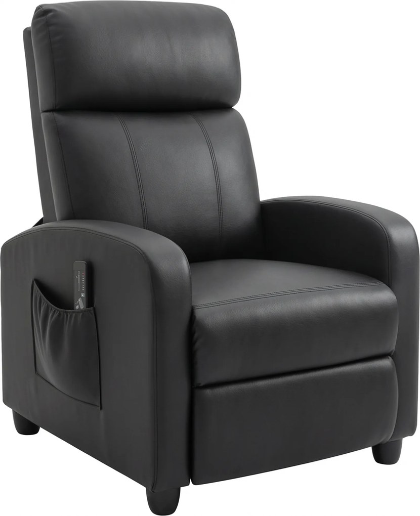 HOMCOM Poltrona de Massagem Reclinável com 2 Zonas de Massagem 8 Programas e 5 Níveis de Intensidade 68x88x98 cm Preto | Aosom Portugal