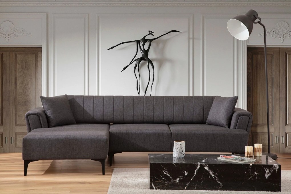 Sofá-cama de canto Hamlet – Cinzento Escuro – 140x270 cm