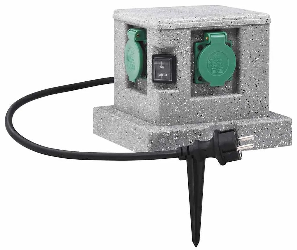 vidaXL Tomada para jardim com sensor de crepúsculo plástico