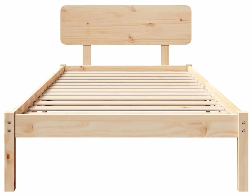 Cama com cabeceira 90x200 cm em madeira de pinho