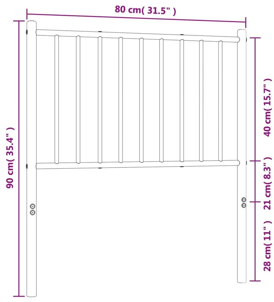 Cabeceira de cama 75 cm metal branco
