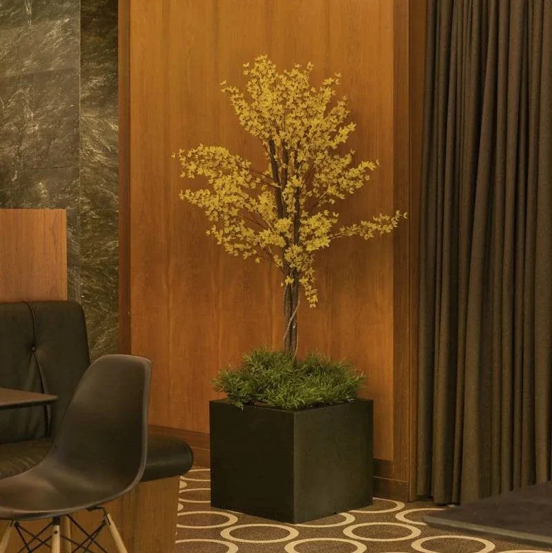 Vaso de flores colorido quadrado Polietileno CASA, JARDIM, RESTAURANTE, BAR NARCISO 50 (49x49x45 cm) - Preto