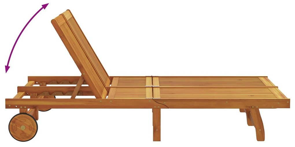 Chaise Longue Dupla vidaXL com Rodas e Almofada em Madeira Sólida de A