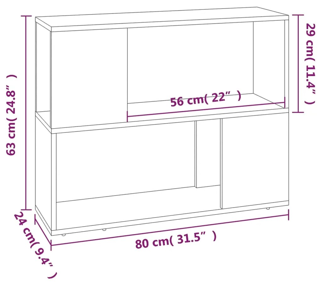 Estante/divisória 80x24x63 cm cinzento sonoma