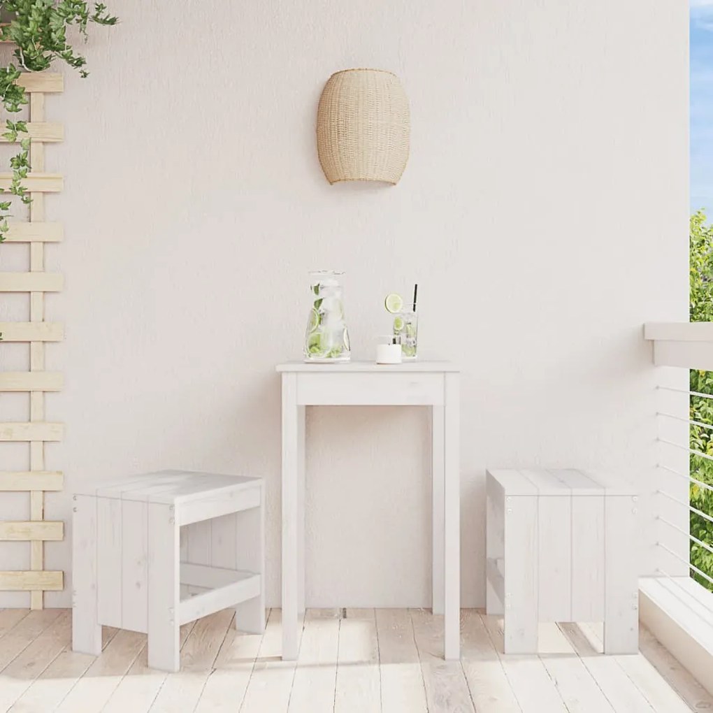 vidaXL Bancos de jardim 2 pcs 40x36x45 cm pinho maciço branco