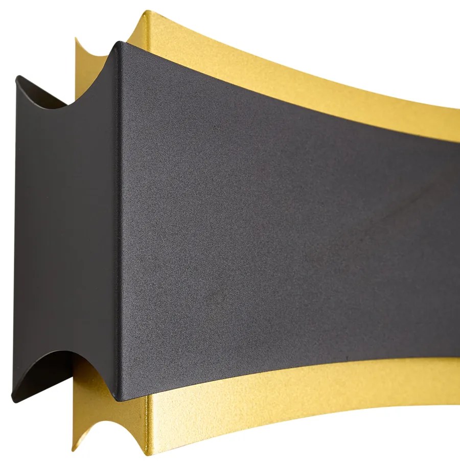 Candeeiro de parede moderno preto com dourado - Plats