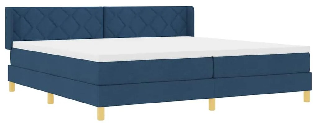 Cama Box com Colchão Azul, 200 x 200 cm, Tecido