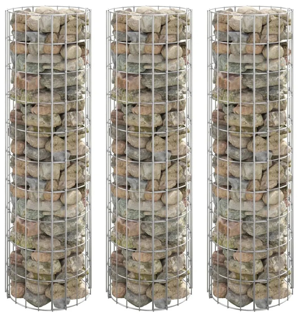 Canteiro elevado/cesto gabião circular 3pcs Ø30x100cm aço galv.