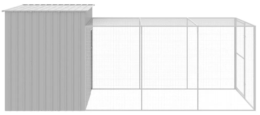 Casota cães c/ parque 214x457x181 cm aço galvaniz. cinza-claro