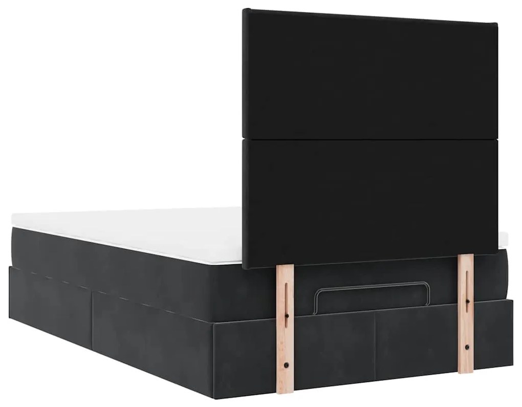 Estrutura de cama otomana com colchões 120x200 cm veludo preto