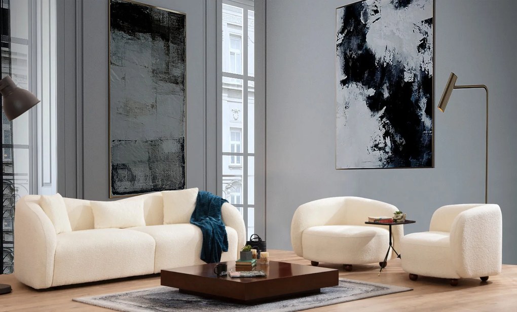 Sofá de 3 Lugares Venedik – Creme – 236 cm x 76 cm x 91 cm