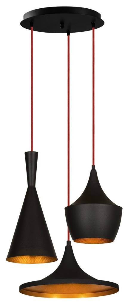 Chandelier Elmas – Preto e Ouro – Diâmetro 51 cm x Altura 130 cm