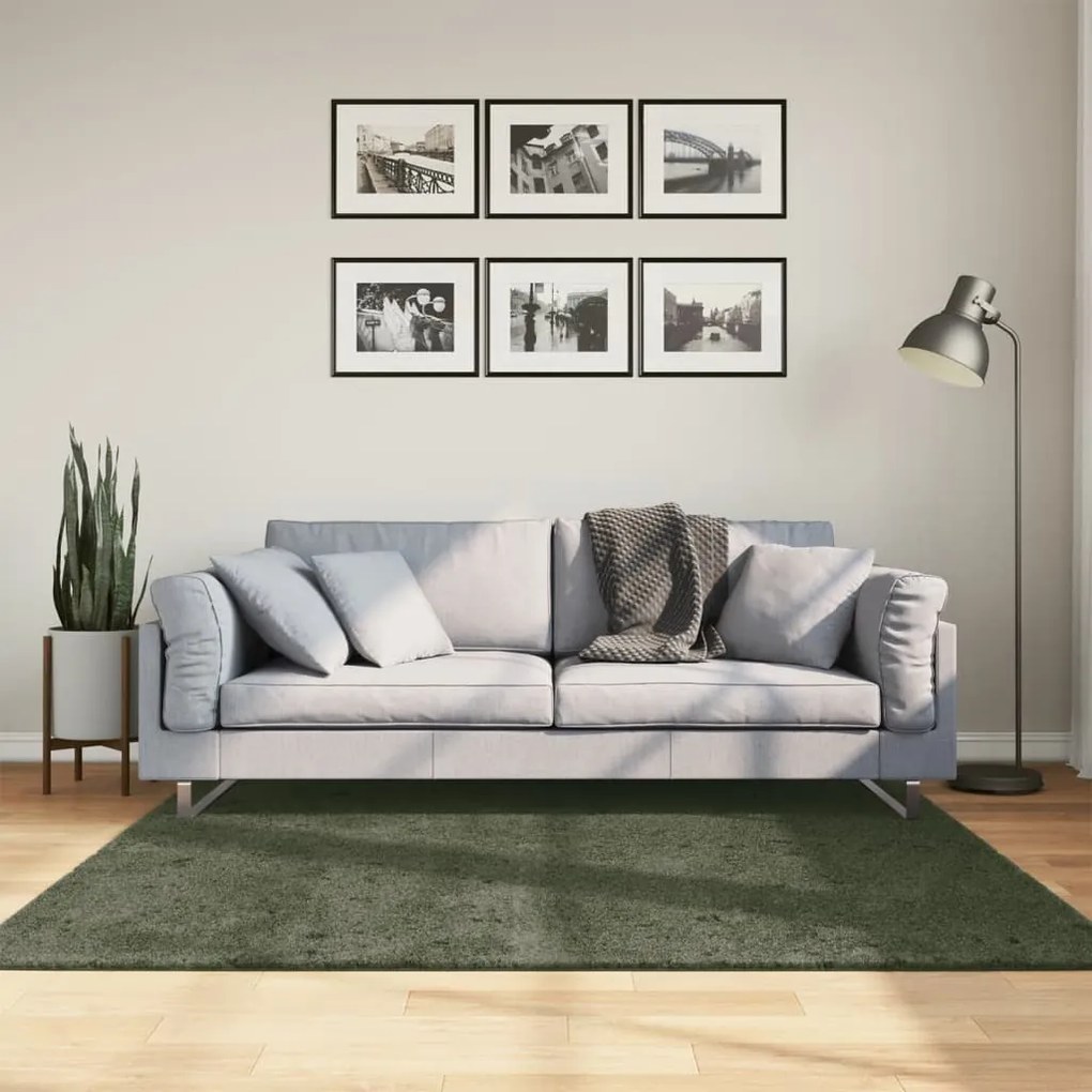 vidaXL Tapete pelo curto macio lavável HUARTE 160x160cm verde-floresta