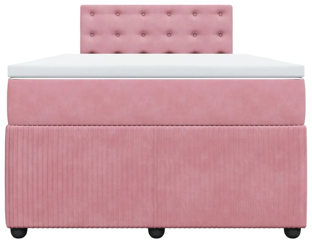 Cama boxspring com colchão 120x200 cm veludo rosa