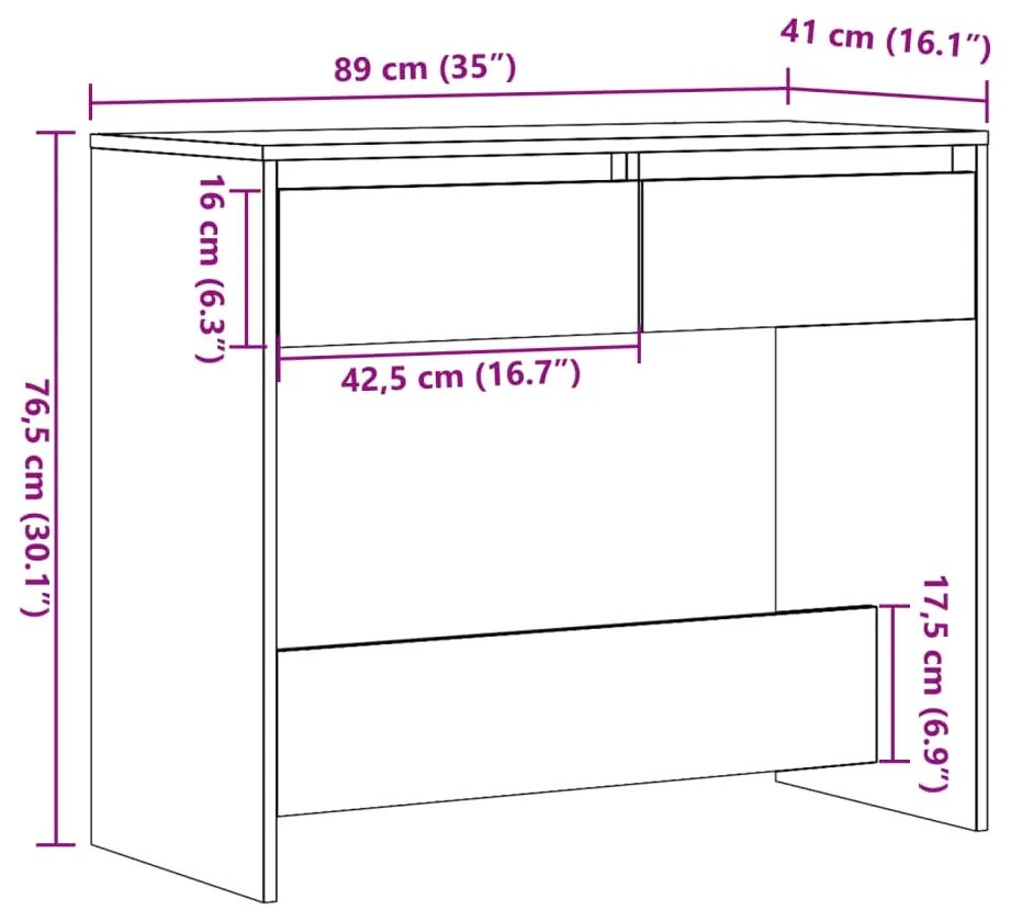 Mesa consola 89x41x76,5 cm derivados de madeira madeira velha