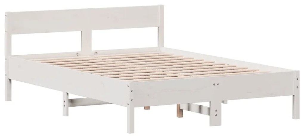 Cama sem colchão 135x190 cm madeira de pinho maciça branco