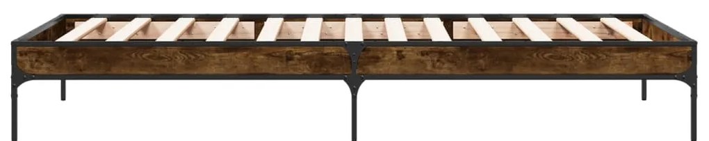 Estrutura de cama derivados de madeira e metal carvalho fumado