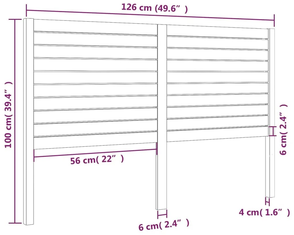 Cabeceira de cama 126x4x100 cm pinho maciço cinzento