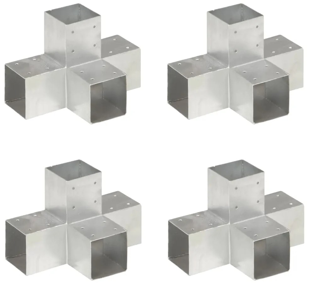 vidaXL Bases para poste em forma de X 4 pcs 91x91 mm metal galvanizado