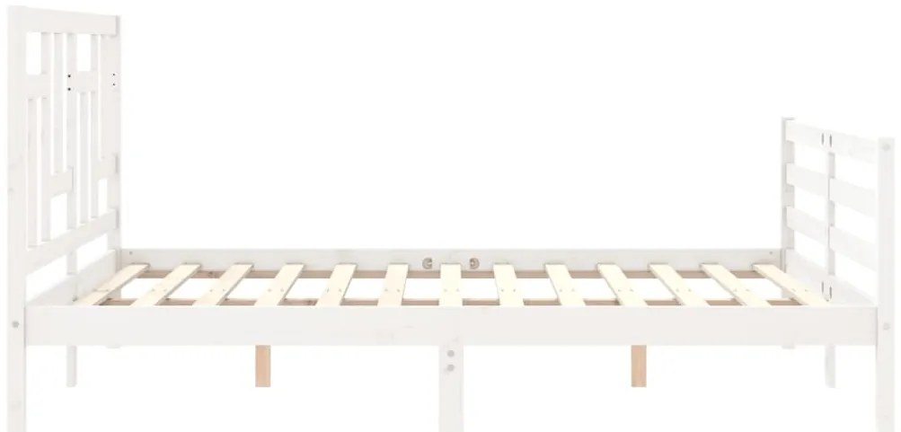 Estrutura de cama King Size com cabeceira madeira maciça branco