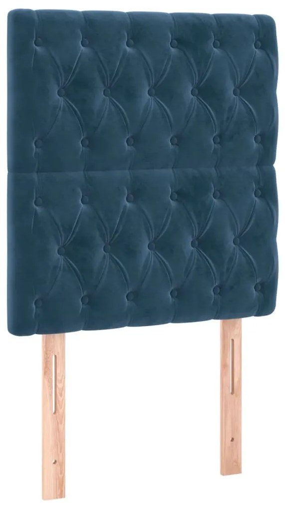 Cama box spring c/ colchão/LED 90x200 cm veludo azul-escuro
