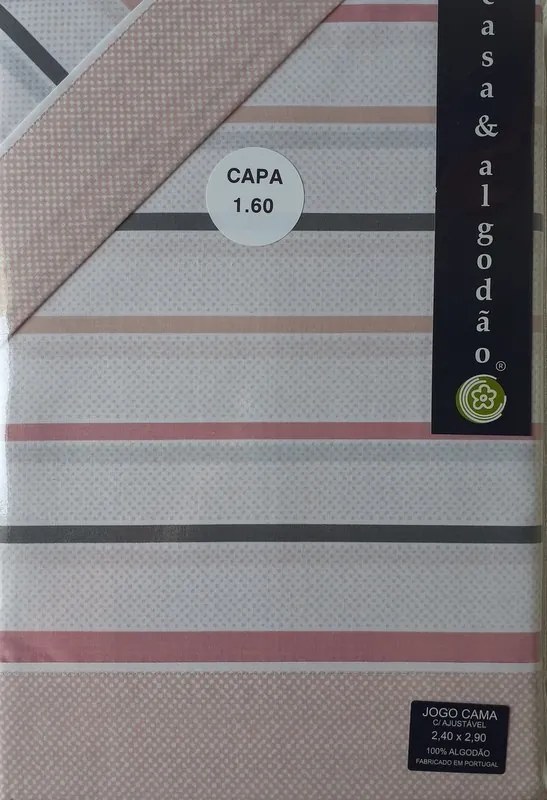 Jogo de lençóis 100% algodão - PRAGA da Casa&Algodão: Cama 150cm - 1 sábana encimera 240 x 290 cm + 1 sábana bajera ajustable 150 x 200 + 30 cm + 2 fundas almohada 50x70 cm