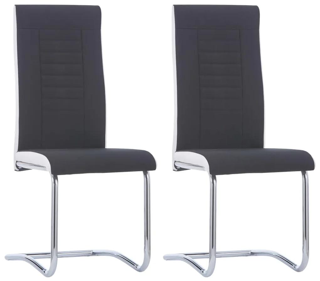 Cadeiras de jantar cantilever 2 pcs tecido preto