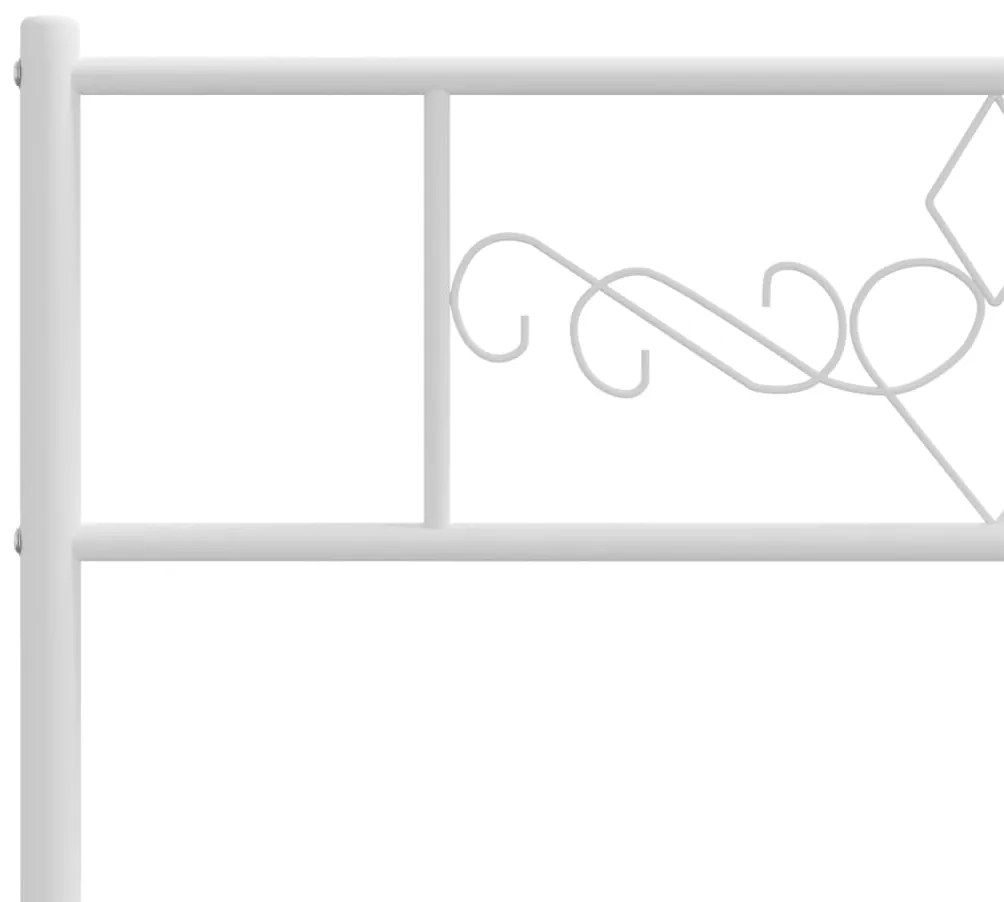 Estrutura de cama com cabeceira e pés 140x190 cm metal branco