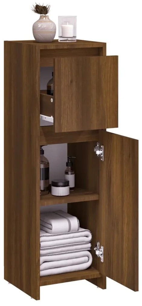 Armário WC 30x30x95 cm derivados de madeira carvalho castanho