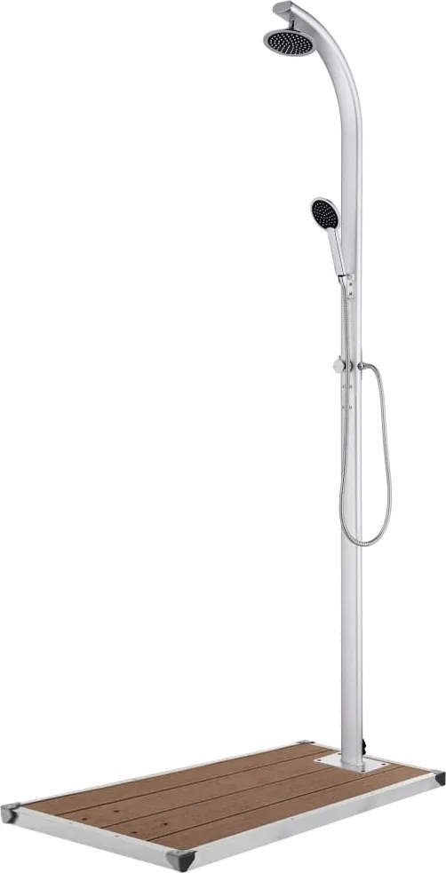 vidaXL Chuveiro de jardim c/ base castanha 220 cm alumínio