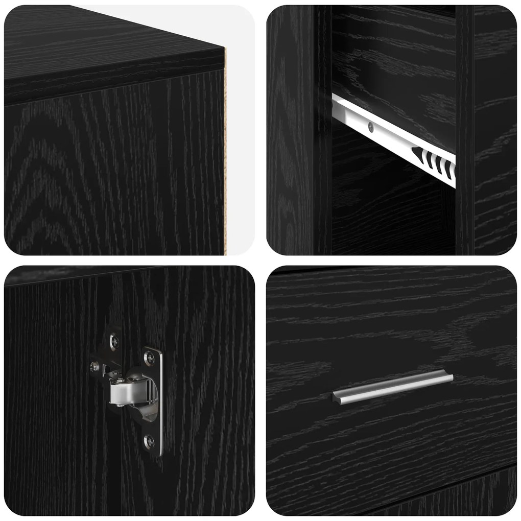 Mesa de Canto Carvalho Preto 102x88x75 cm Madeira Ingenheirada