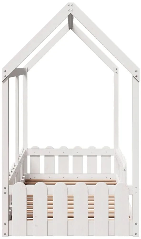 Cama infantil formato casa 80x160 cm pinho maciço branco