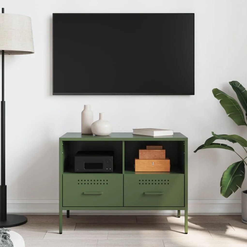 Móvel de TV 68x39x50,5 cm aço verde-azeitona