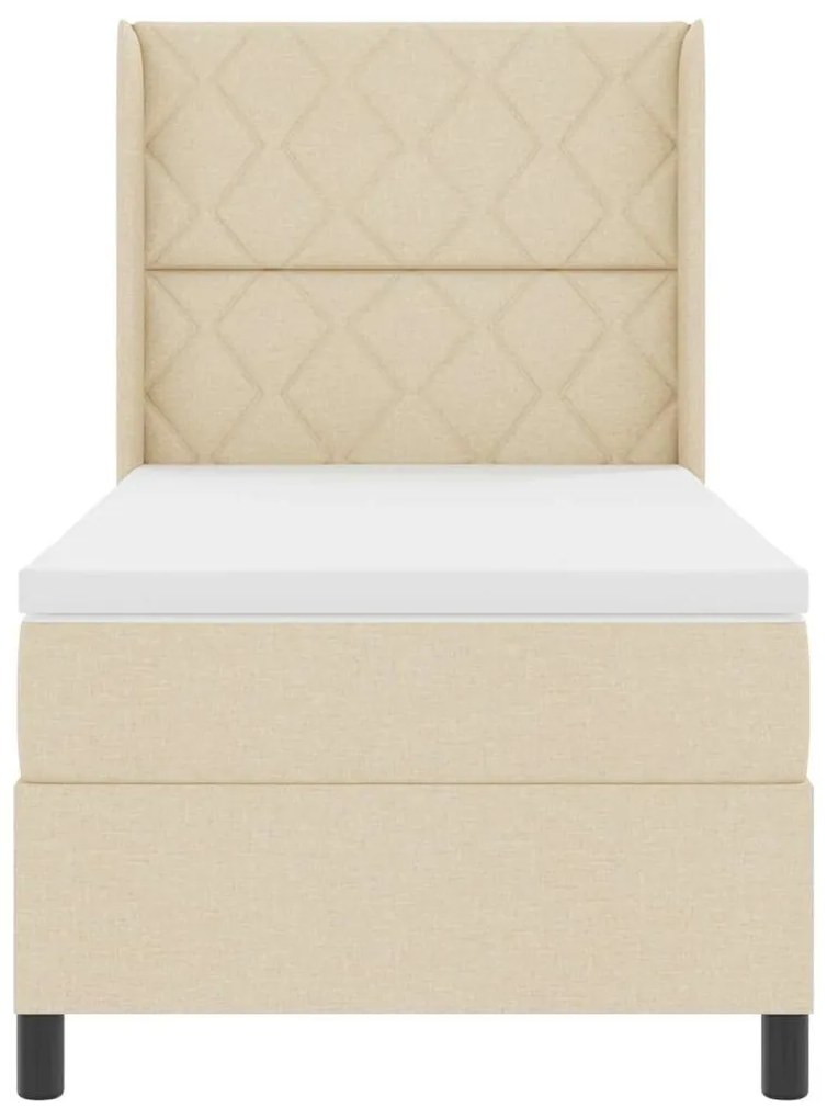 Cama Box com Colchão Creme, 100x200 cm, Tecido