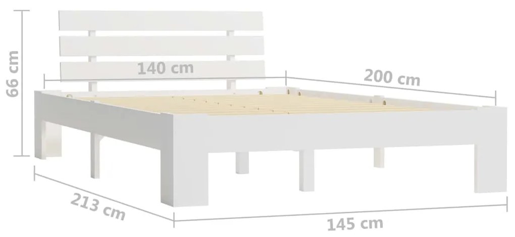 Estrutura de cama com cabeceira 140x200 cm pinho maciço branco