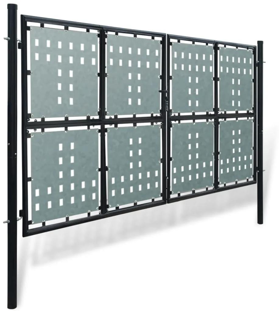Portão de cerca com porta única 300x225 cm preto