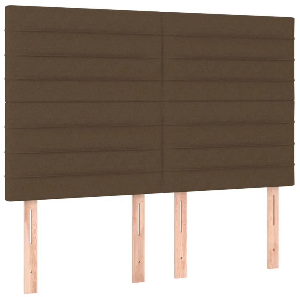 Cama box spring c/ colchão/LED 140x200cm tecido castanho-escuro