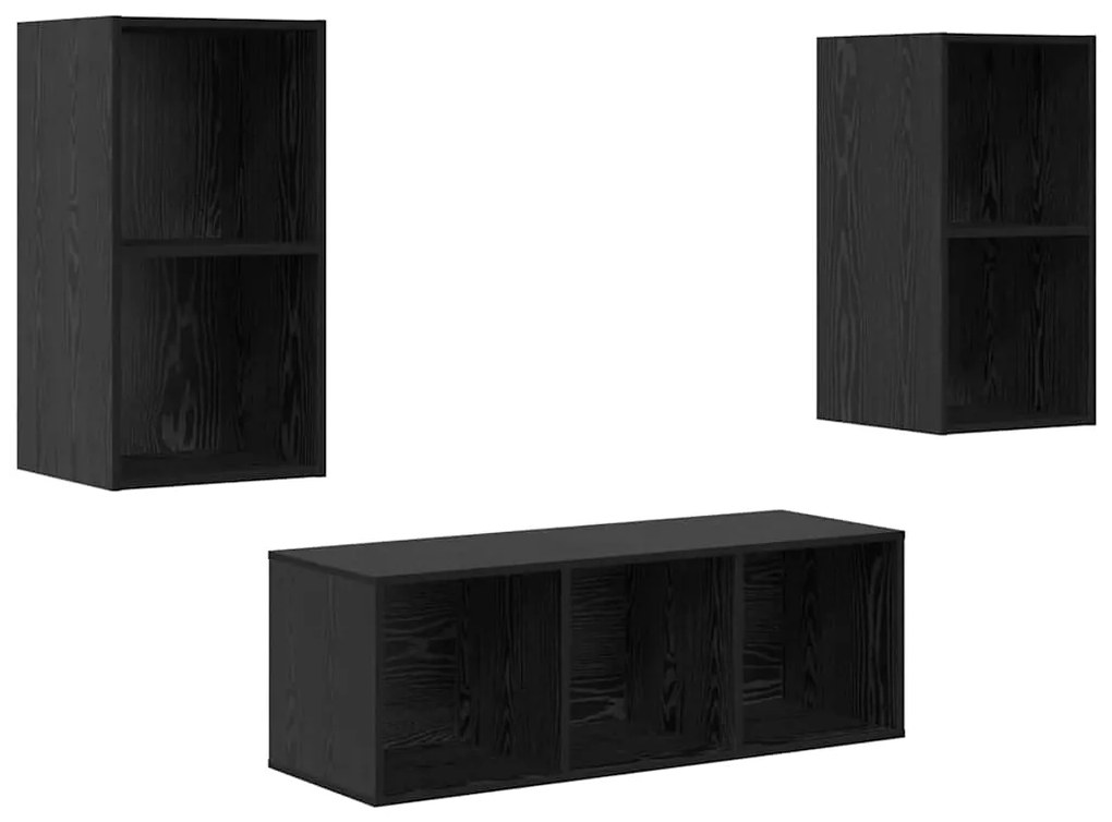 Conjunto de Estantes para TV 3 pcs Carvalho preto