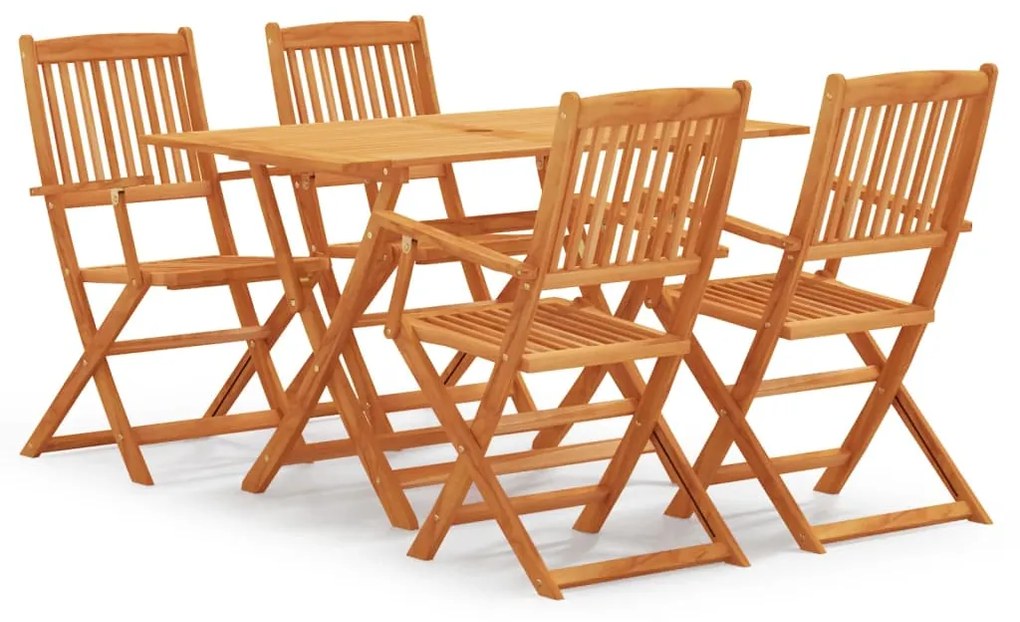 3087151 vidaXL 5 pcs conj. jantar exterior dobrável madeira eucalipto maciço