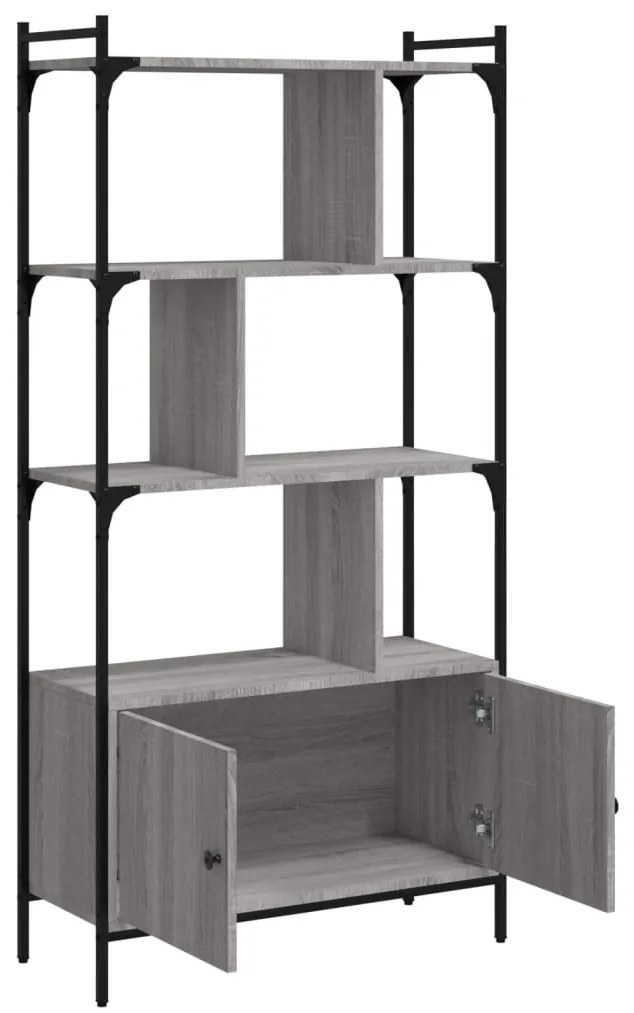 Estante c/ portas 76,5x30x154,5 cm deriv. madeira cinza sonoma