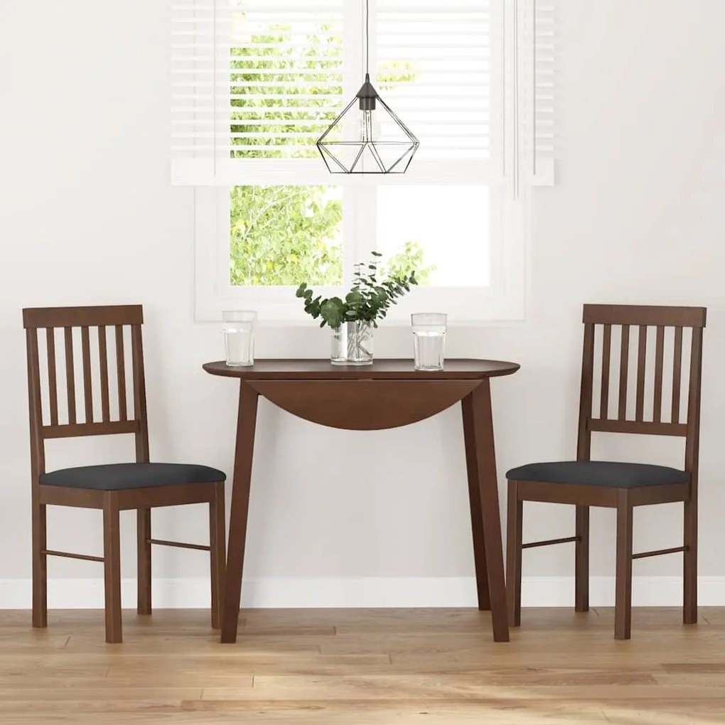 Cadeiras de jantar com almofadões 2 pcs madeira maciça castanho