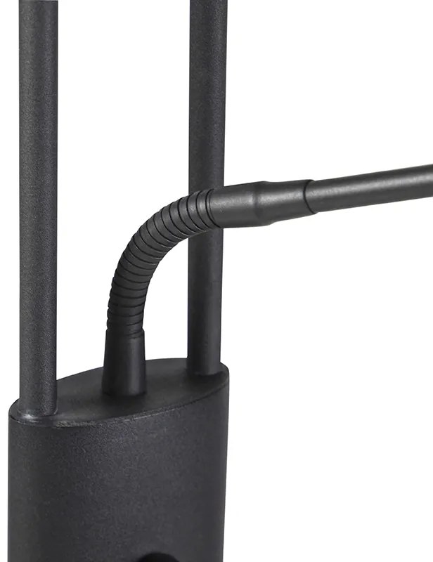 Candeeiro de pé preto com braço de leitura incl. LED e porta USB - Sevilla Moderno