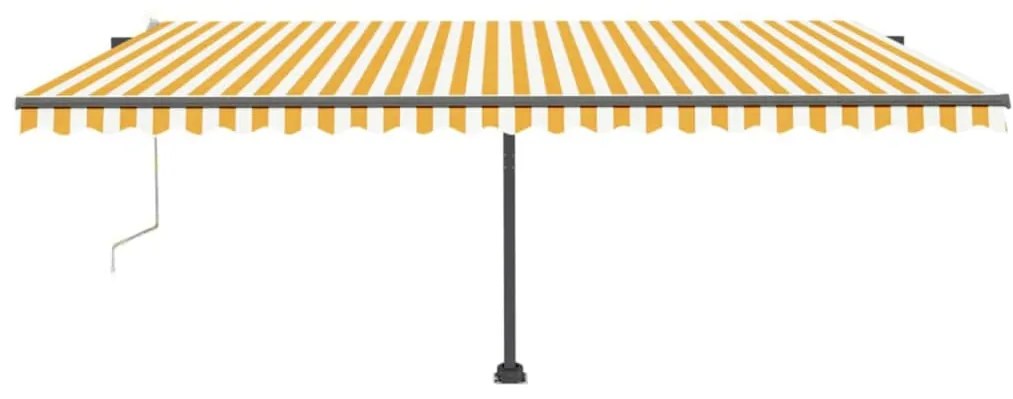 Toldo autom. LED e sensor de vento 500x300 cm amarelo/branco