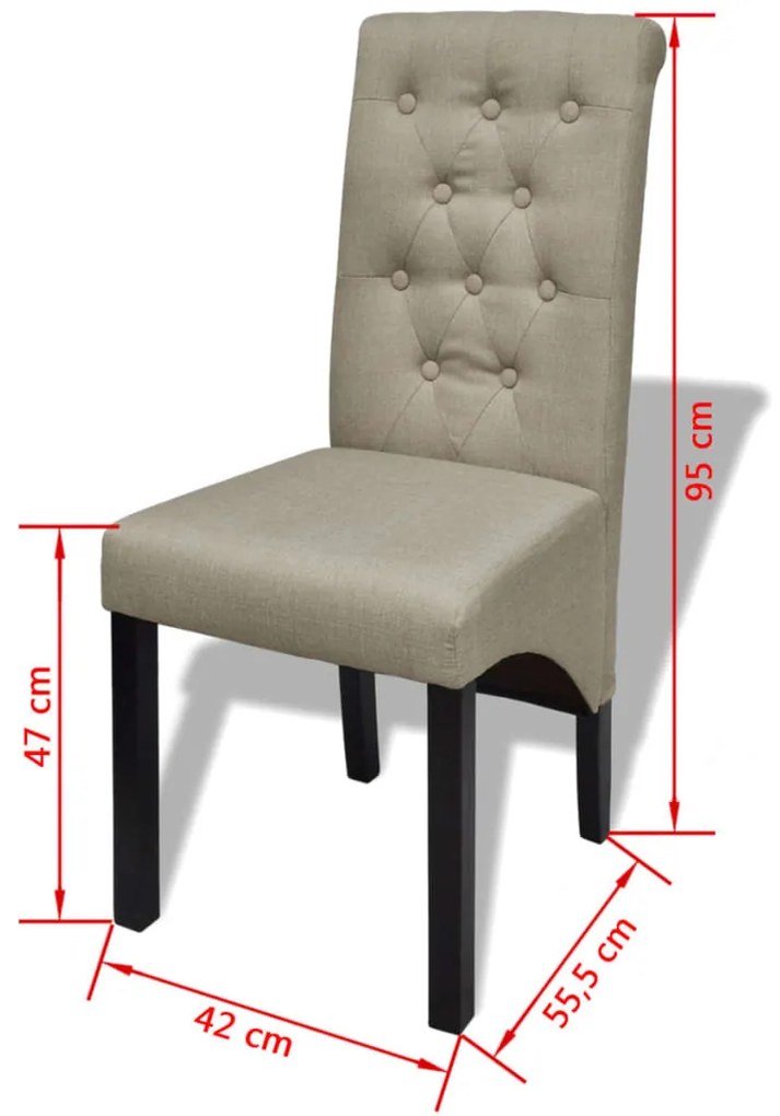 Cadeiras de jantar 2 pcs tecido bege