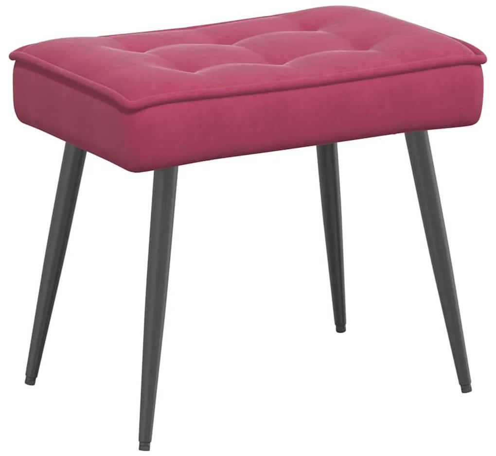 Cadeira de descanso com banco veludo vermelho tinto