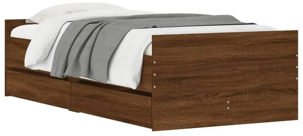 Estrutura de cama com gavetas 90x200 cm carvalho castanho