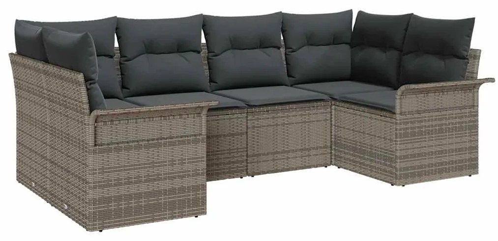 Conjunto de Sofá de Jardim vidaXL com Almofadas Cinza Polirattan