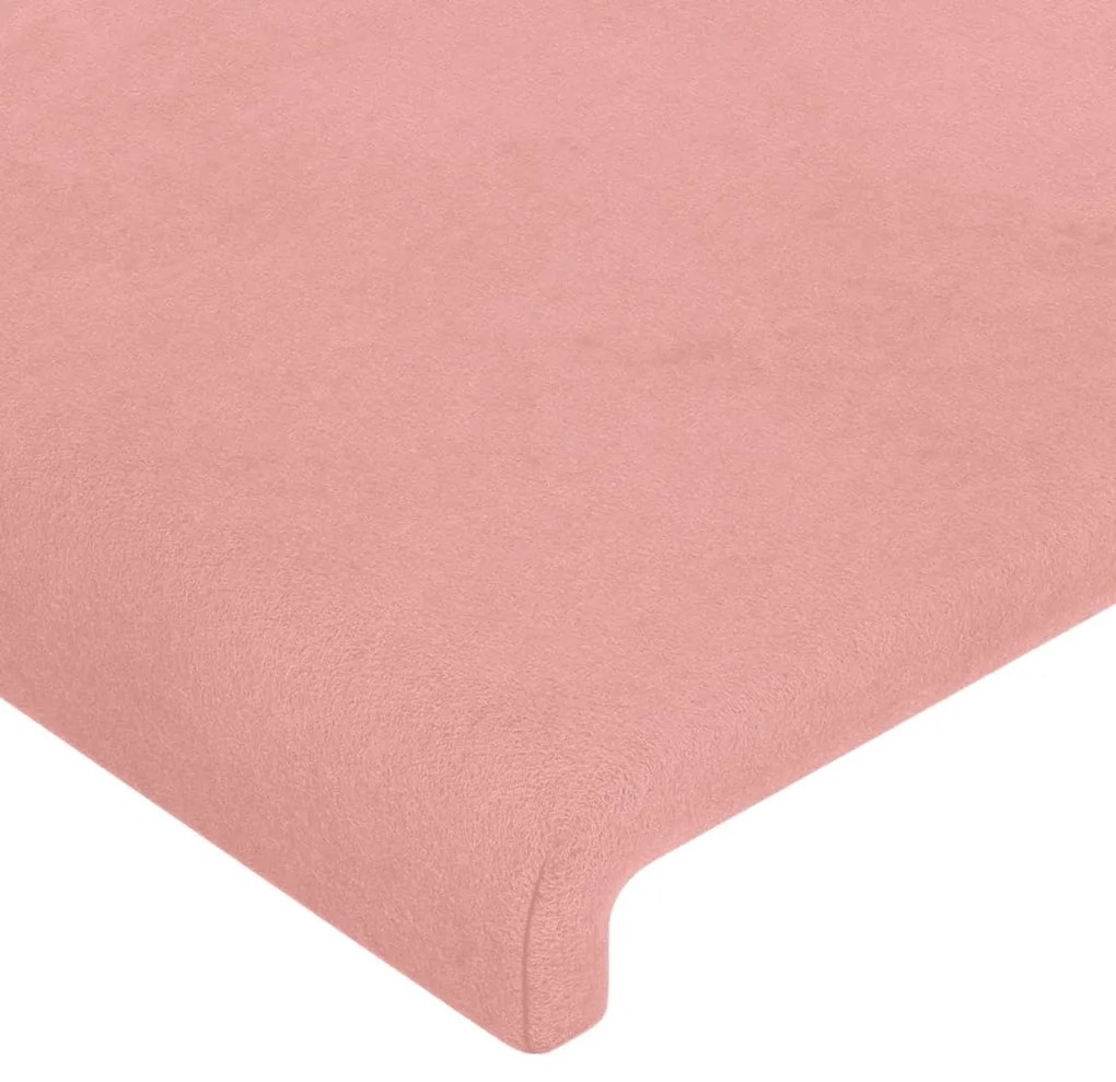 Estrutura de cama c/ cabeceira 160x200 cm veludo rosa